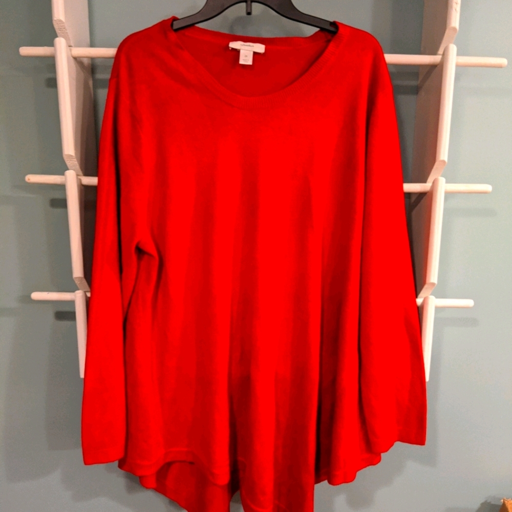CJ Banks Women Red asymmetric Sweater 2X